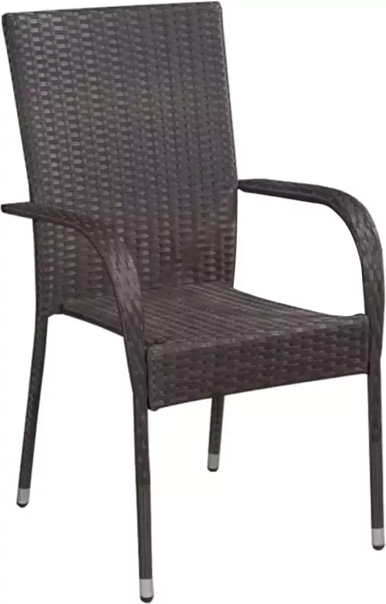 VIDAXL Tuinstoelen stapelbaar 2 st poly rattan bruin - Foto 3