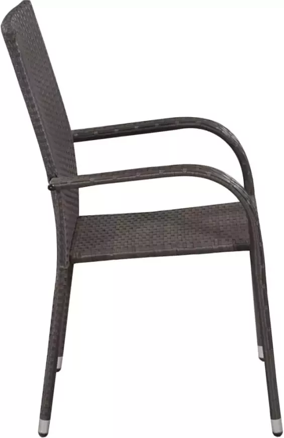 VIDAXL Tuinstoelen stapelbaar 2 st poly rattan bruin - Foto 2