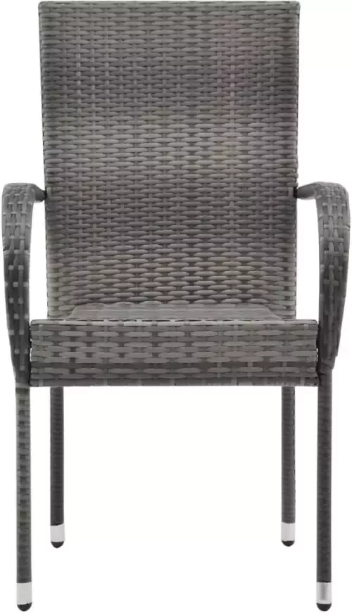 VidaXL Tuinstoelen stapelbaar 4 st poly rattan grijs - Foto 2