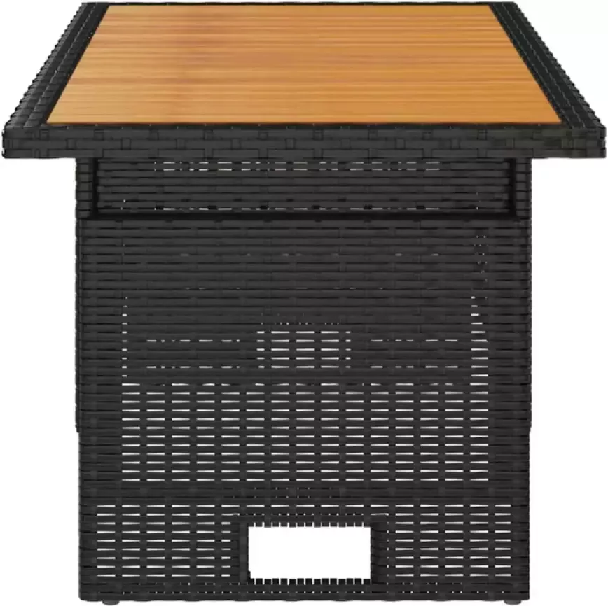 VIDAXL Tuintafel 100x50x43 63 cm acaciahout en poly rattan zwart