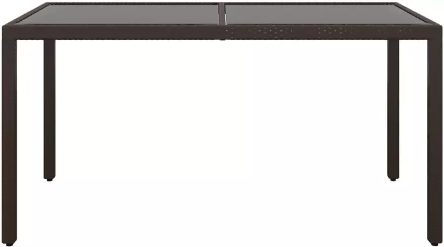 VIDAXL Tuintafel 150x90x75 cm gehard glas en poly rattan bruin - Foto 3