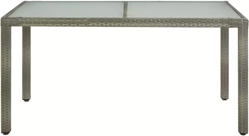 VIDAXL Tuintafel 150x90x75 cm gehard glas en poly rattan grijs - Foto 3