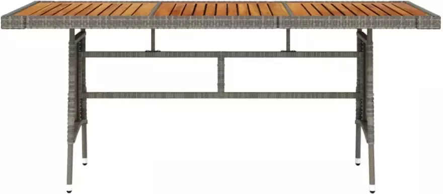 VIDAXL Tuintafel 160x70x72 cm poly rattan en massief acaciahout grijs - Foto 3