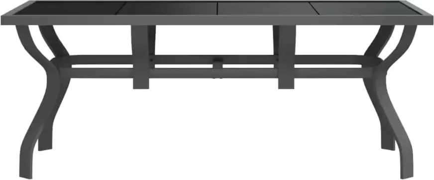 VIDAXL Tuintafel 180x80x70 cm staal en glas grijs en zwart - Foto 3