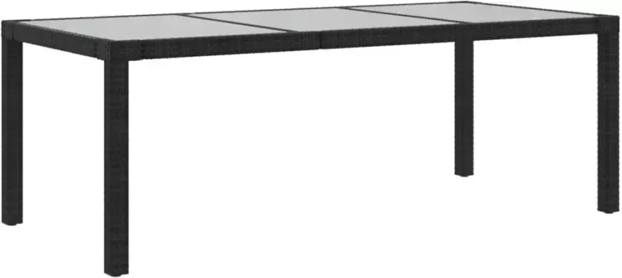 VIDAXL Tuintafel 190x90x75 cm gehard glas en poly rattan black