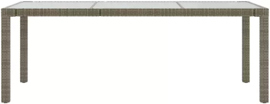 VIDAXL Tuintafel 190x90x75 cm gehard glas en poly rattan grijs - Foto 2