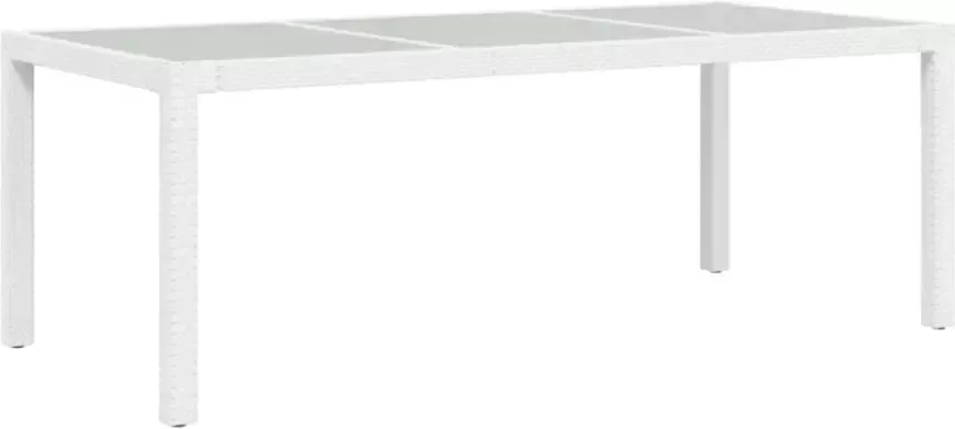 VIDAXL Tuintafel 190x90x75 cm gehard glas en poly rattan wit - Foto 2