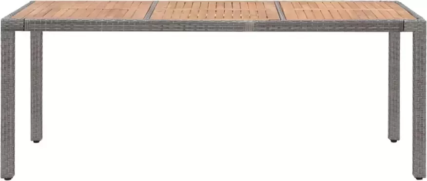 VIDAXL Tuintafel 190x90x75 cm poly rattan en massief acaciahout grijs - Foto 3