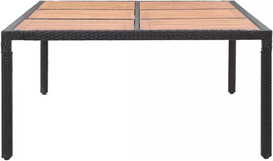 VIDAXL Tuintafel 200x150x74 cm poly rattan en massief acaciahout zwart - Foto 2