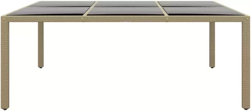 VIDAXL Tuintafel 200x150x75 cm gehard glas en poly rattan beige - Foto 2