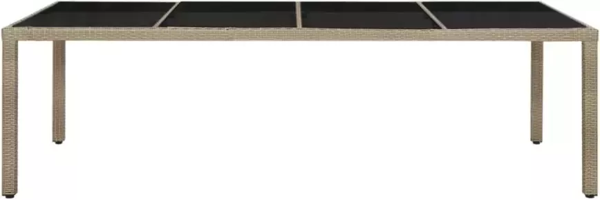 VIDAXL Tuintafel 250x100x75 cm gehard glas en poly rattan beige - Foto 3