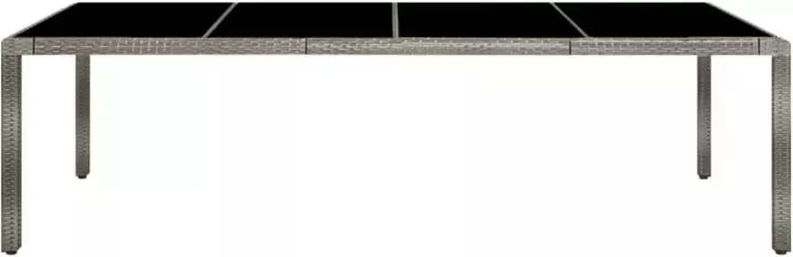 VIDAXL Tuintafel 250x100x75 cm gehard glas en poly rattan grijs - Foto 3