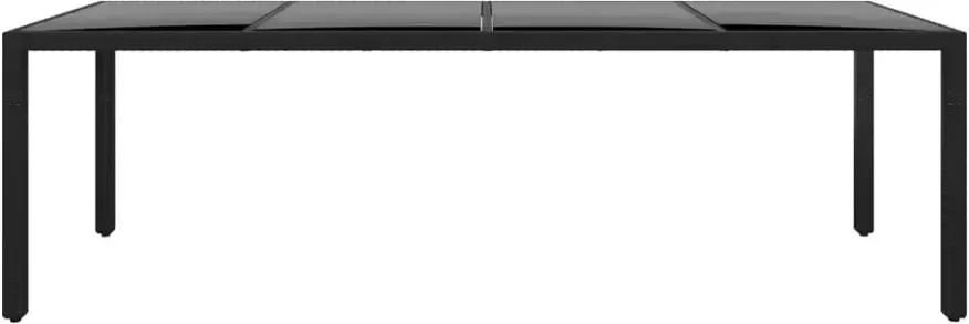 VIDAXL Tuintafel 250x100x75 cm gehard glas en poly rattan zwart - Foto 3
