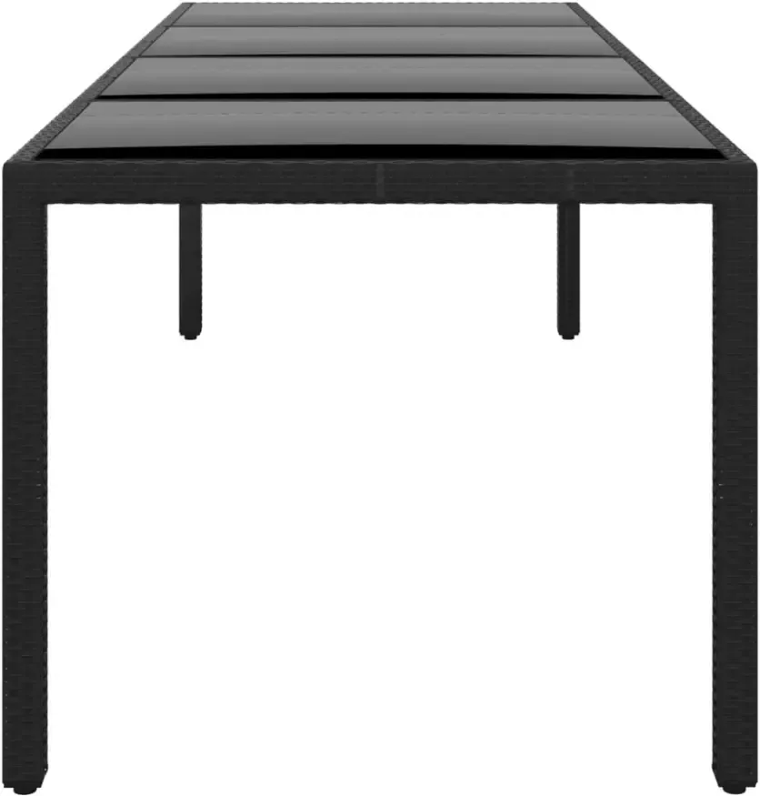 VIDAXL Tuintafel 250x100x75 cm gehard glas en poly rattan zwart - Foto 2