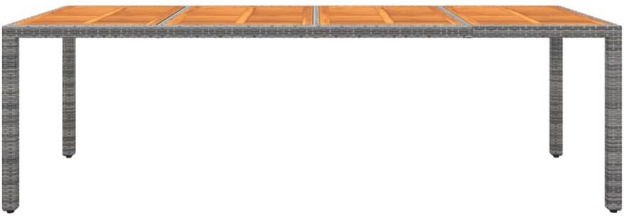 VIDAXL Tuintafel 250x100x75 cm poly rattan en massief acaciahout grijs - Foto 3