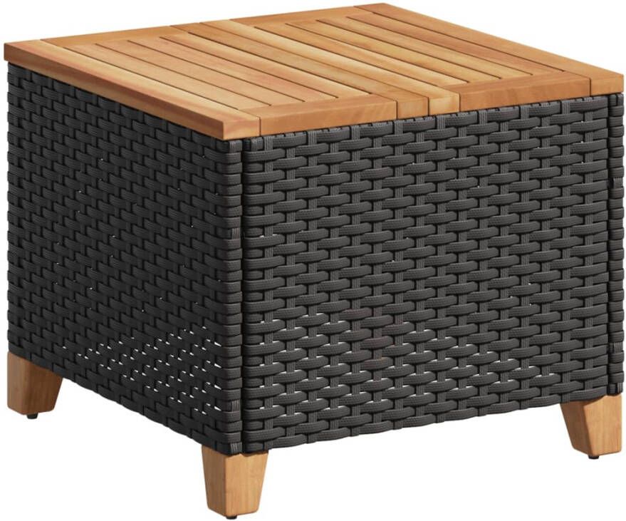 VIDAXL Tuintafel 45x45x37 cm poly rattan en acaciahout zwart - Foto 3