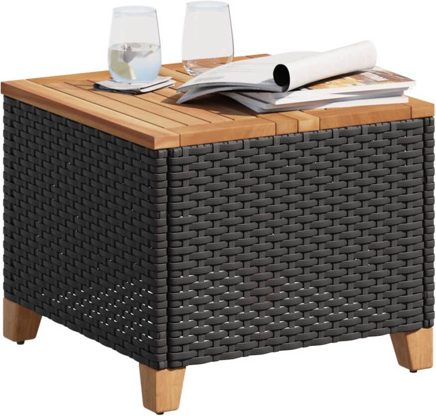 VIDAXL Tuintafel 45x45x37 cm poly rattan en acaciahout zwart - Foto 2