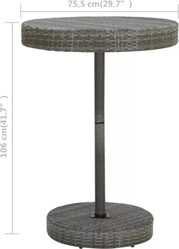 VIDAXL Tuintafel 75 5x106 cm poly rattan grijs - Foto 3