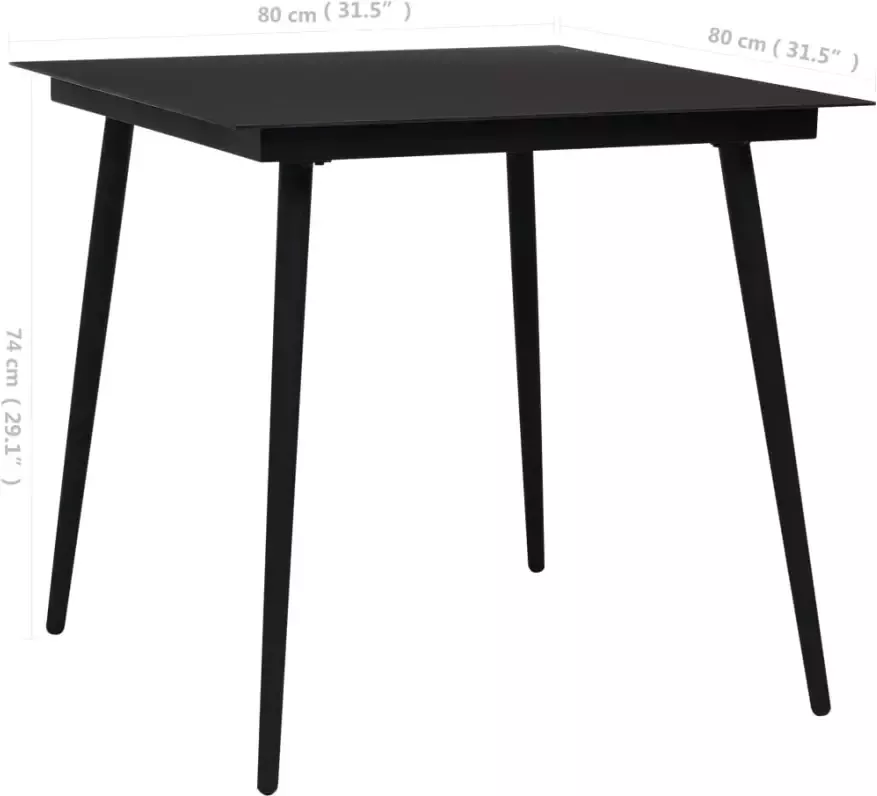 VIDAXL Tuintafel 80x80x74 cm staal en glas zwart - Foto 3