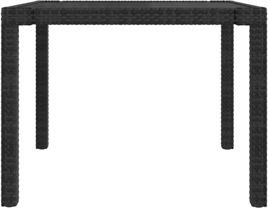 VIDAXL Tuintafel 90x90x75 cm gehard glas en poly rattan zwart - Foto 2