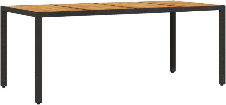VIDAXL Tuintafel met acaciahouten blad 190x90x75 cm poly rattan zwart - Foto 2