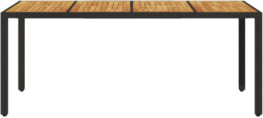VIDAXL Tuintafel met acaciahouten blad 190x90x75 cm poly rattan zwart - Foto 3