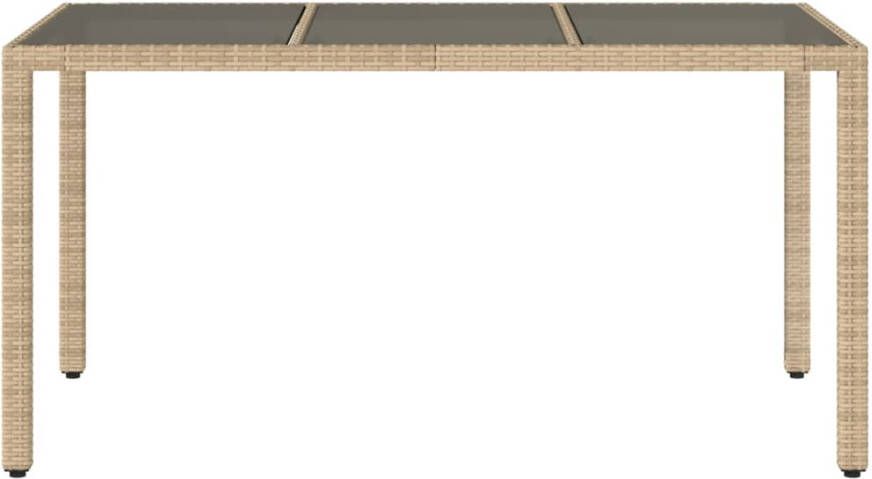 VIDAXL Tuintafel met glazen blad 150x90x75 cm poly rattan beige - Foto 2