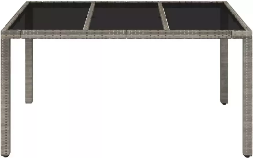 VIDAXL Tuintafel met glazen blad 150x90x75 cm poly rattan grijs - Foto 2