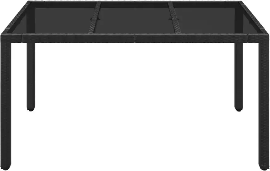VIDAXL Tuintafel met glazen blad 150x90x75 cm poly rattan zwart - Foto 2