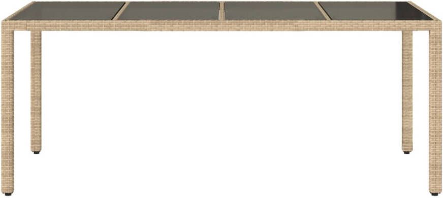 VIDAXL Tuintafel met glazen blad 190x90x75 cm poly rattan beige - Foto 3