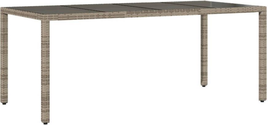VIDAXL Tuintafel met glazen blad 190x90x75 cm poly rattan grijs - Foto 2