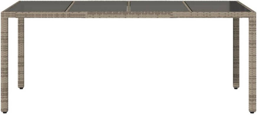 VIDAXL Tuintafel met glazen blad 190x90x75 cm poly rattan grijs - Foto 3