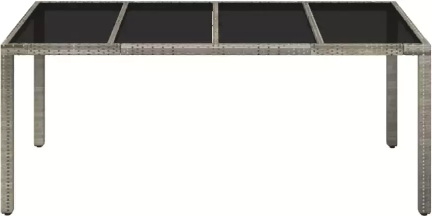 VIDAXL Tuintafel met glazen blad 190x90x75 cm poly rattan grijs - Foto 3