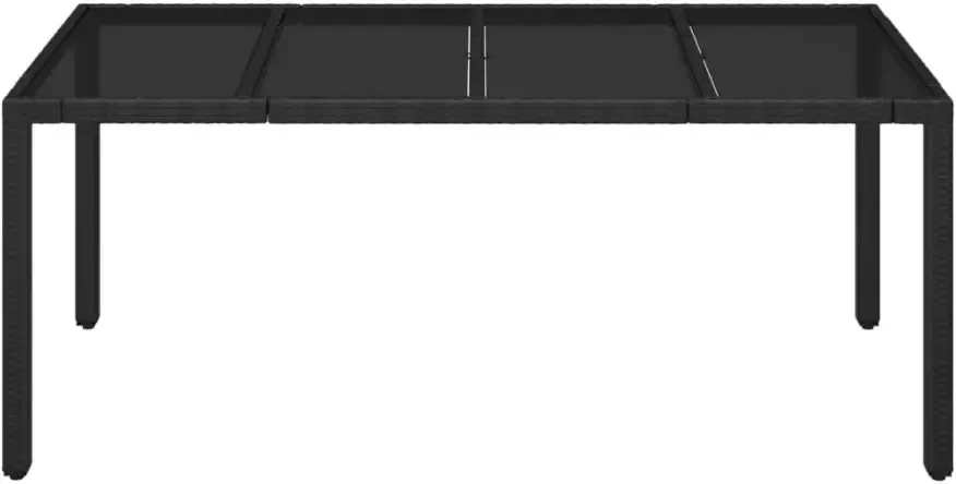 VIDAXL Tuintafel met glazen blad 190x90x75 cm poly rattan zwart - Foto 3