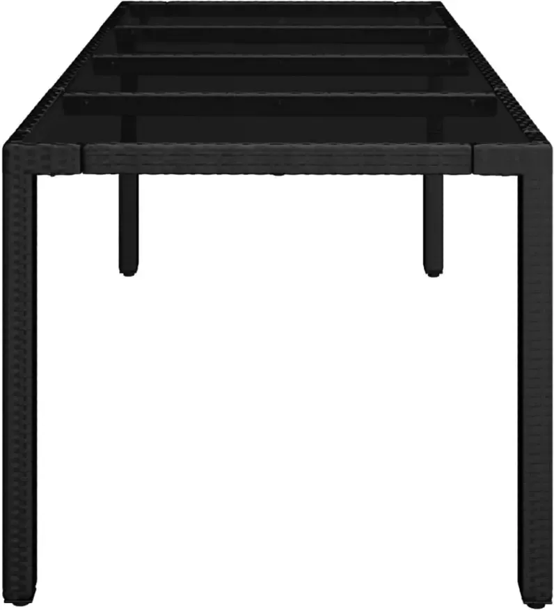 VIDAXL Tuintafel met glazen blad 190x90x75 cm poly rattan zwart