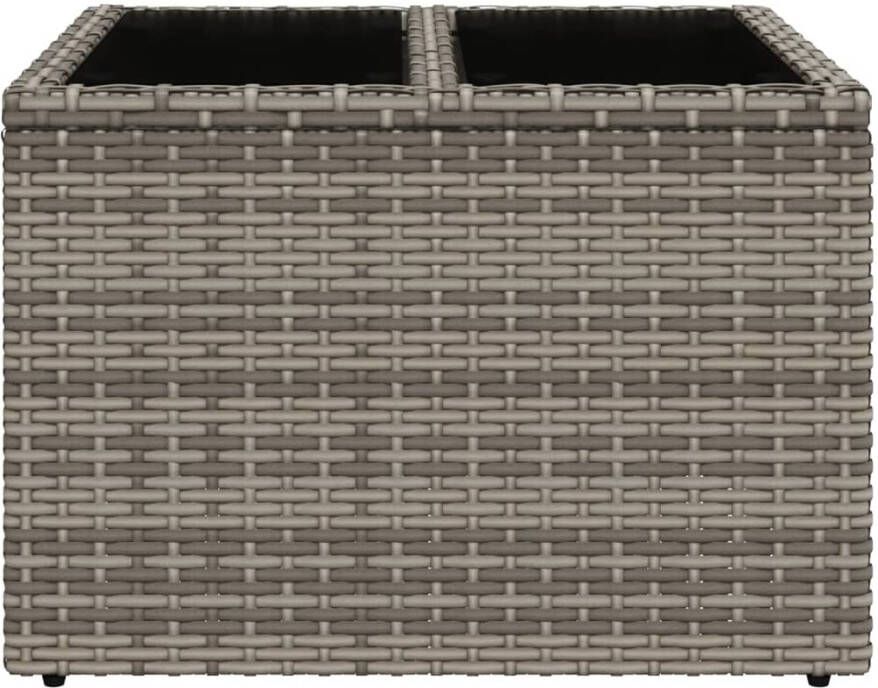 VIDAXL Tuintafel met glazen blad 55x55x37 cm poly rattan grijs - Foto 2