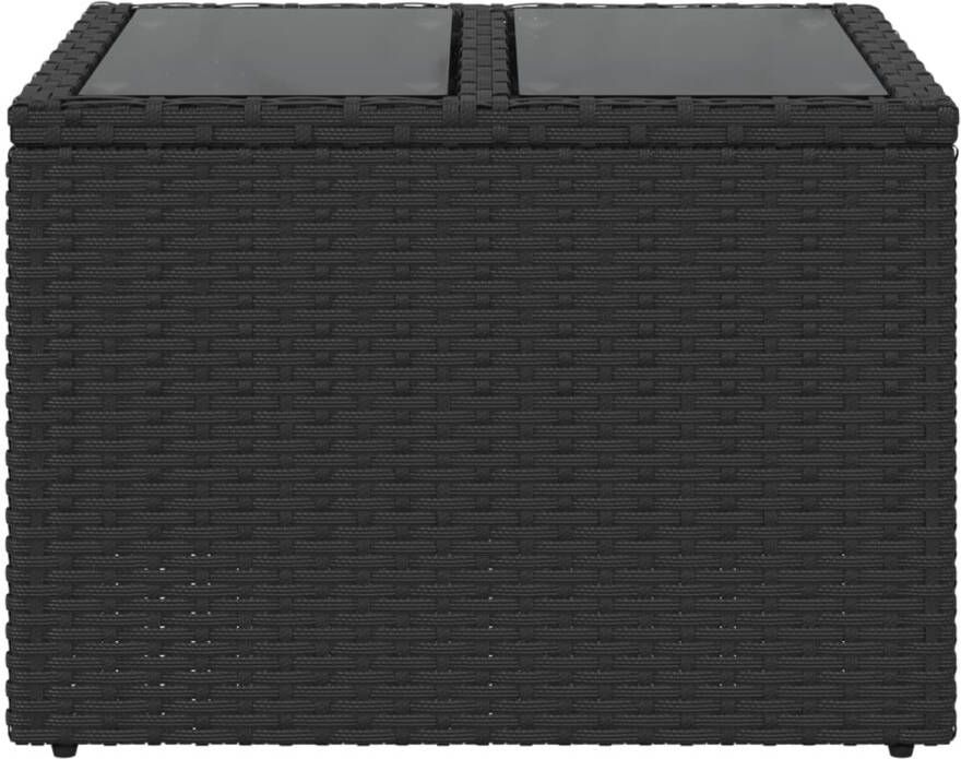 VIDAXL Tuintafel met glazen blad 55x55x37 cm poly rattan zwart - Foto 2