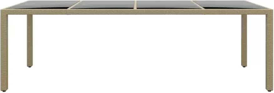 VIDAXL Tuintafel met glazen blad poly rattan beige - Foto 3