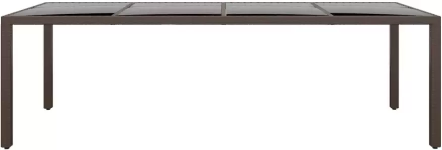 VIDAXL Tuintafel met glazen blad poly rattan bruin - Foto 3
