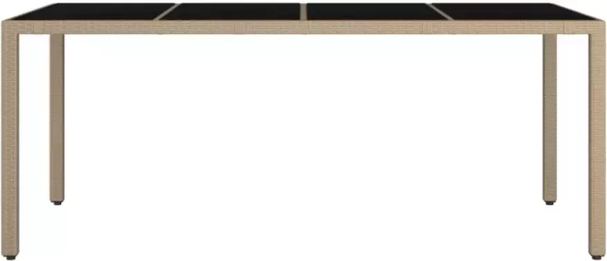 VIDAXL Tuintafel met glazen blad poly rattan en gehard glas beige - Foto 3