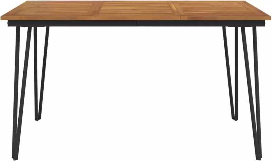 VIDAXL Tuintafel met haarspeldpoten 140x80x75 cm massief acaciahout - Foto 3