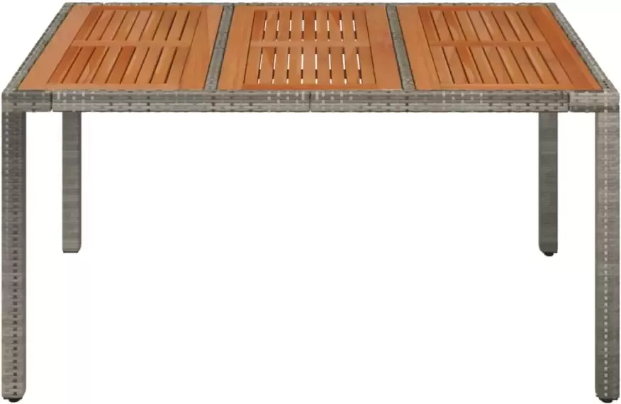 VIDAXL Tuintafel met houten blad 150x90x75 cm poly rattan grijs - Foto 3