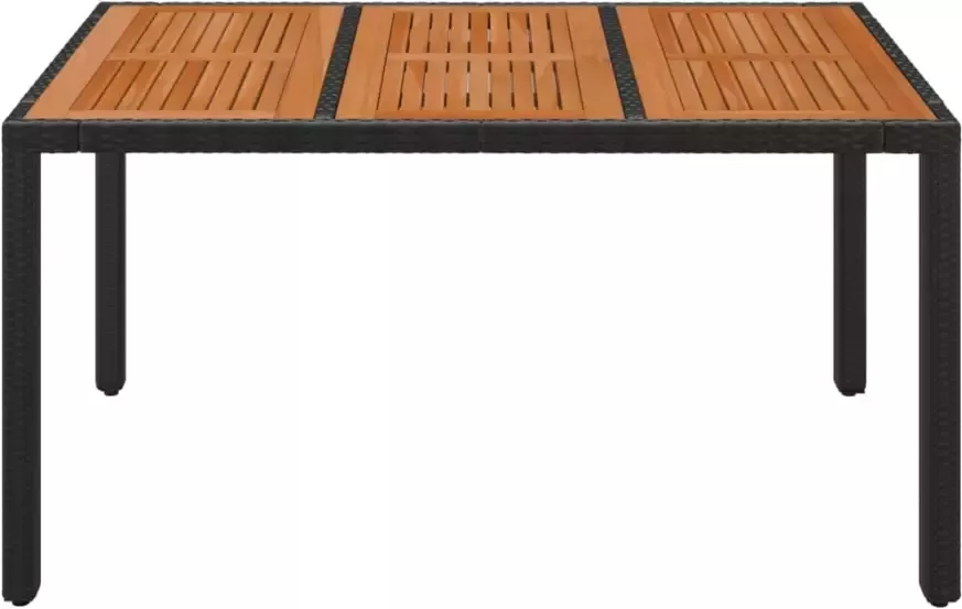 VIDAXL Tuintafel met houten blad 150x90x75 cm poly rattan zwart - Foto 3