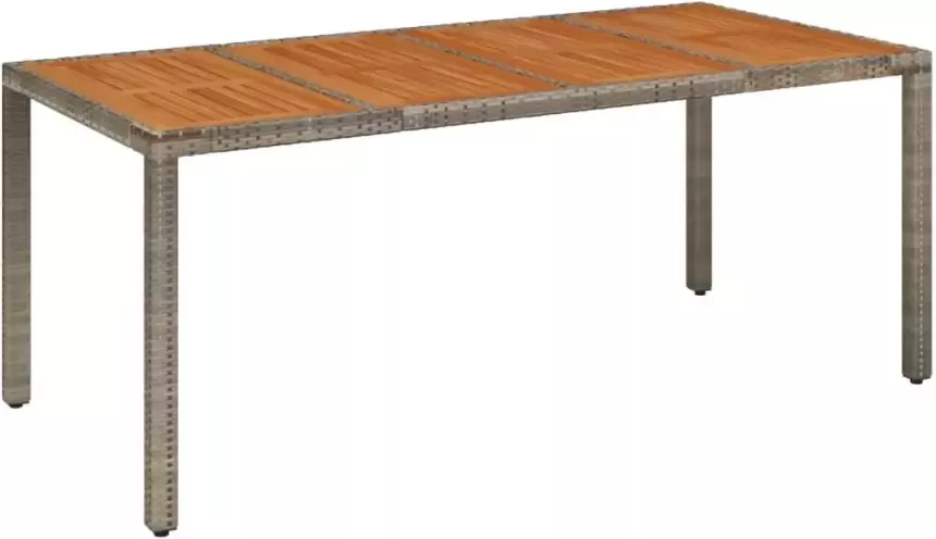 VIDAXL Tuintafel met houten blad 190x90x75 cm poly rattan grijs - Foto 2