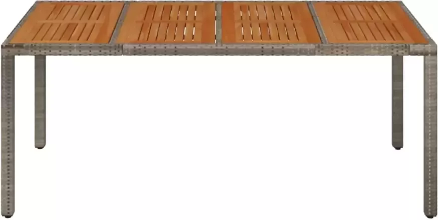 VIDAXL Tuintafel met houten blad 190x90x75 cm poly rattan grijs - Foto 3