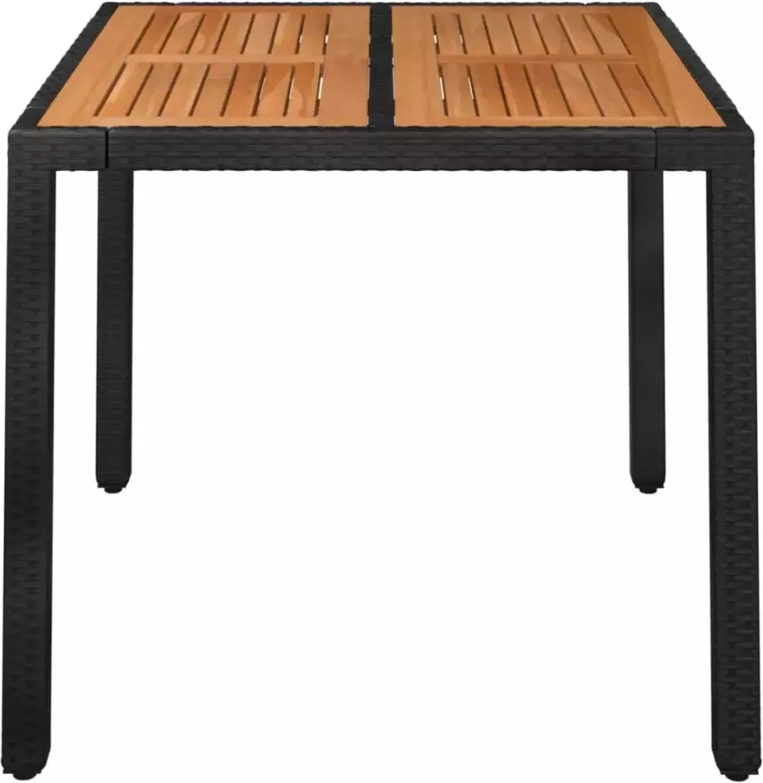 VIDAXL Tuintafel met houten blad 90x90x75 cm poly rattan zwart