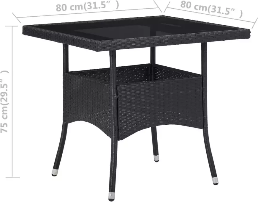 VIDAXL Tuintafel poly rattan en glas zwart - Foto 3