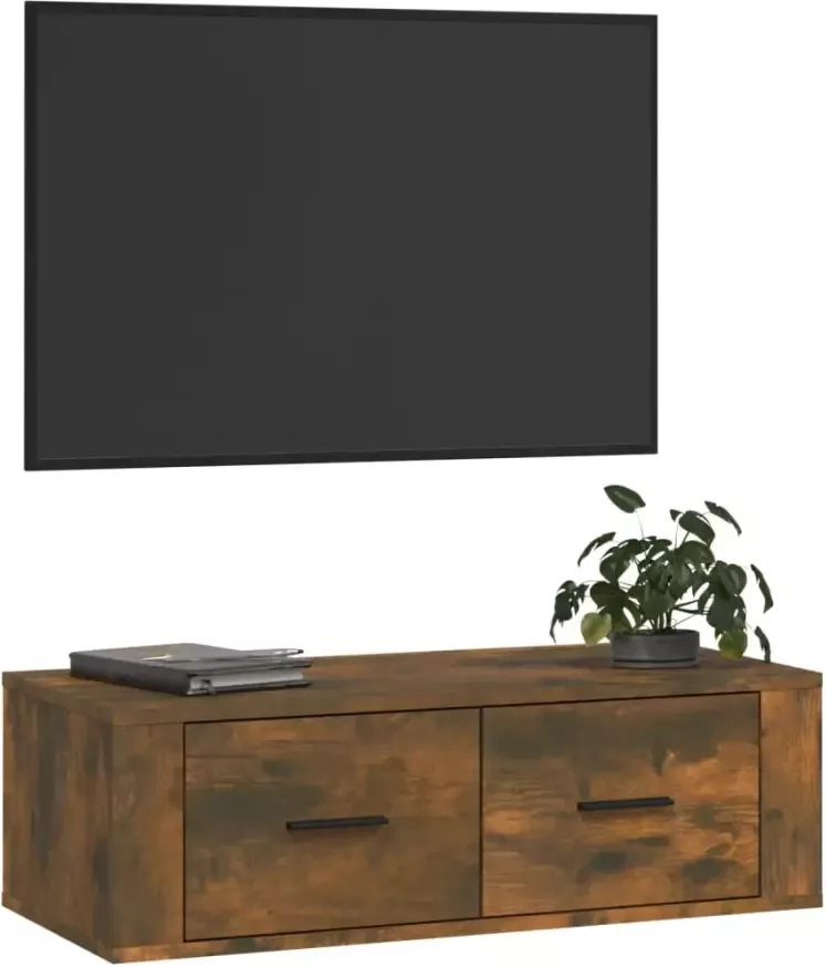 VidaXL -Tv-hangmeubel-80x36x25-cm-bewerkt-hout-gerookt-eikenkleurig - Foto 2