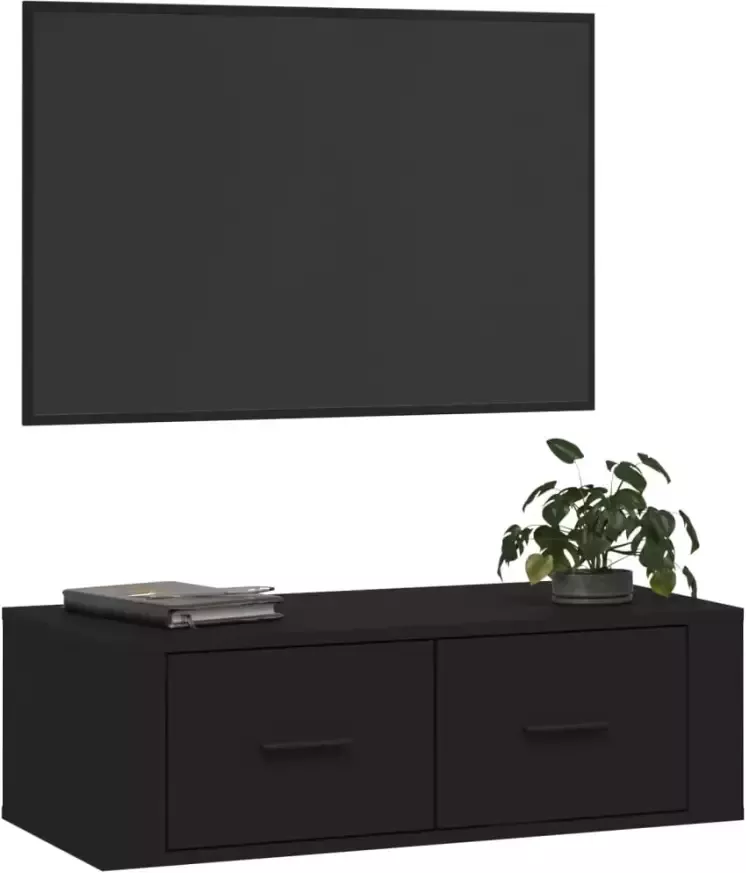 VidaXL -Tv-hangmeubel-80x36x25-cm-bewerkt-hout-zwart - Foto 2