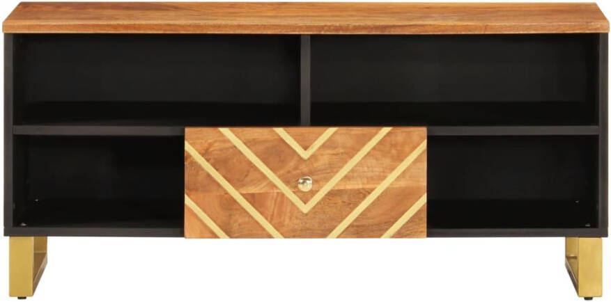 VidaXL -Tv-meubel-100x33 5x46-cm-massief-mangohout-bruin-en-zwart - Foto 7